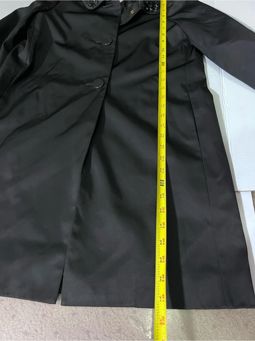 kate spade Black Embellished-Collar Short Trench Coat